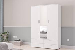 Шкаф распашный с зеркалом Gusar Spazio Threedoor 3Д+4Ш 1378х500х1986 мм Белый