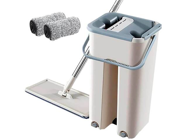 Швабра со складной ручкой и системой отжима Scratch Cleaning Mop + ведро + 2 насадки из микрофибры (ZHM-500_344)