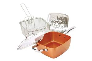 Сковорода AMPOVAR Copper Cook Deep Square Pan с фритюром и пароваркой 24 см с крышкой