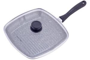 Сковородка-гриль Grill Pan 28х28см со стеклянной крышкой Kamille