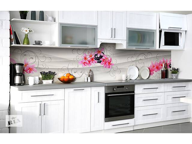 Наклейка на скинали Zatarga на кухню «Алый олеандр» 600х3000 мм виниловая 3Д наклейка кухонный фартук самоклеящаяся