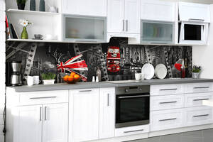 Наклейка на скинали Zatarga на кухню «Английское кино» 600х2500 мм виниловая 3Д наклейка кухонный фартук самоклеящаяся