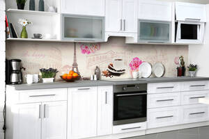 Наклейка на скинали Zatarga на кухню «Архитектурные скетчи» 600х2500 мм виниловая 3Д наклейка кухонный фартук