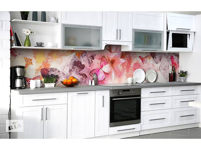 Наклейка на скинали Zatarga на кухню «Бабочки в животе» 600х2500 мм виниловая 3Д наклейка кухонный фартук самоклеящаяся