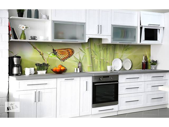 Наклейка на скинали Zatarga на кухню «Бамбуковая дружба» 600х3000 мм виниловая 3Д наклейка кухонный фартук самоклеящаяся