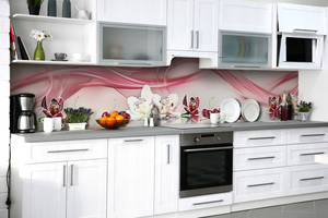 Наклейка на скинали Zatarga на кухню «Черешневые орхидеи» 600х2500 мм виниловая 3Д наклейка кухонный фартук самоклеящ...