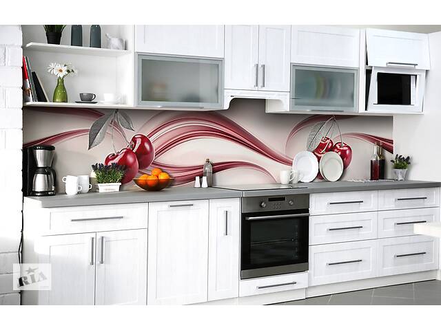 Наклейка на скинали Zatarga на кухню «Черешневый сок» 650х2500 мм виниловая 3Д наклейка кухонный фартук самоклеящаяся