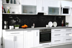 Наклейка на скинали Zatarga на кухню «Чёрная на чёрном» 650х2500 мм виниловая 3Д наклейка кухонный фартук самоклеящаяся