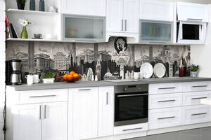 Наклейка на скинали Zatarga на кухню «Чёрно-белое кино» 600х2500 мм виниловая 3Д наклейка кухонный фартук самоклеящаяся