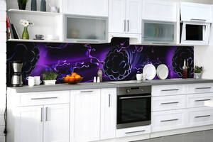 Наклейка на скинали Zatarga на кухню «Черничная акварель» 600х2500 мм виниловая 3Д наклейка кухонный фартук самоклеящ...