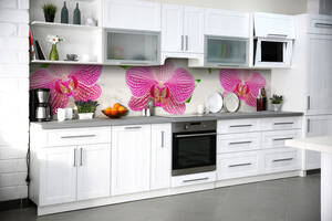 Наклейка на скинали Zatarga на кухню «Деликатные Орхидеи» 600х2500 мм виниловая 3Д наклейка кухонный фартук самоклеящ...