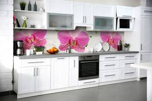 Наклейка на скинали Zatarga на кухню «Деликатные Орхидеи» 600х3000 мм виниловая 3Д наклейка кухонный фартук самоклеящ...