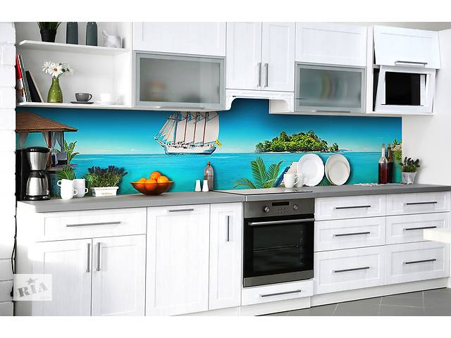 Наклейка на скинали Zatarga на кухню «Добро пожаловать в рай» 600х2500 мм виниловая 3Д наклейка кухонный фартук