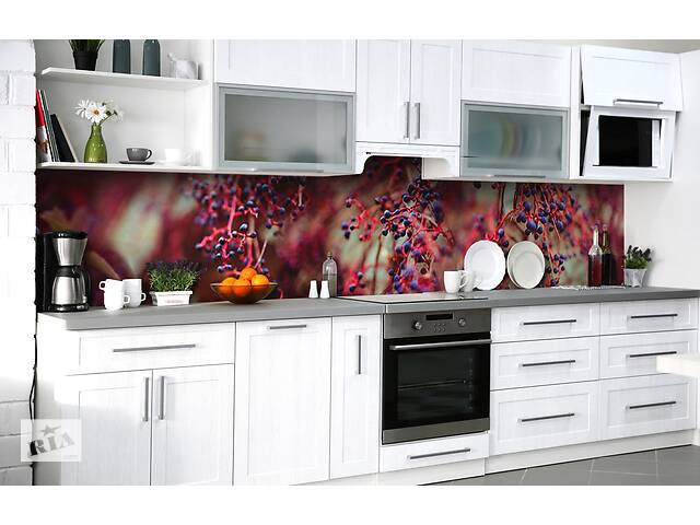Наклейка на скинали Zatarga на кухню «Дикий виноград» 600х3000 мм виниловая 3Д наклейка кухонный фартук самоклеящаяся
