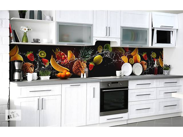 Наклейка на скинали Zatarga на кухню «Экзотические фрукты» 600х2500 мм виниловая 3Д наклейка кухонный фартук самоклея...