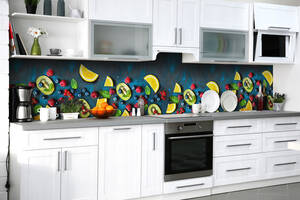 Наклейка на скинали Zatarga на кухню «Фруктовая мозаика» 600х2500 мм виниловая 3Д наклейка кухонный фартук самоклеящаяся