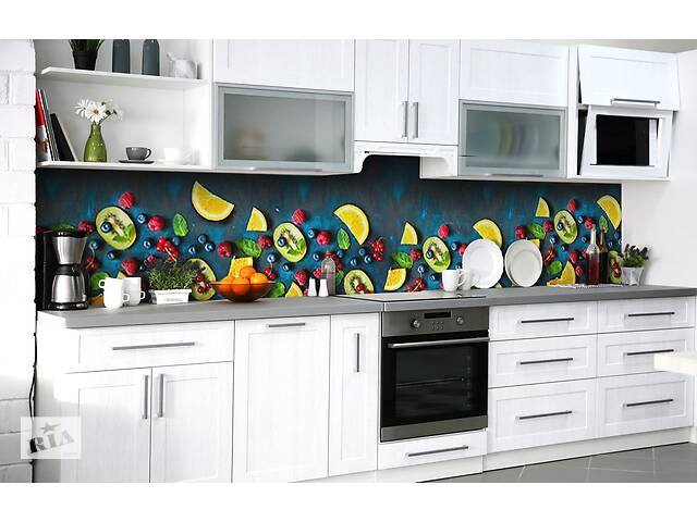 Наклейка на скинали Zatarga на кухню «Фруктовая мозаика» 600х2500 мм виниловая 3Д наклейка кухонный фартук самоклеящаяся