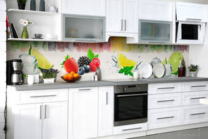 Наклейка на скинали Zatarga на кухню «Фруктовая радуга» 600х2500 мм виниловая 3Д наклейка кухонный фартук самоклеящаяся