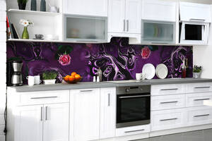 Наклейка на скинали Zatarga на кухню «Фиолетовая лава» 650х2500 мм виниловая 3Д наклейка кухонный фартук самоклеящаяся