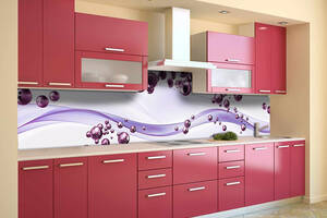 Наклейка на скинали Zatarga на кухню «Фиолетовые Сферы» 600х2500 мм виниловая 3Д наклейка кухонный фартук самоклеящая...
