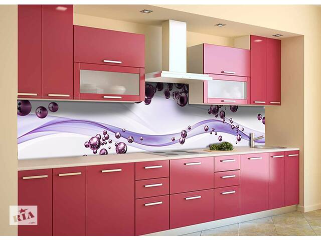 Наклейка на скинали Zatarga на кухню «Фиолетовые Сферы» 600х2500 мм виниловая 3Д наклейка кухонный фартук самоклеящая...