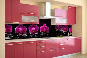 Наклейка на скинали Zatarga на кухню «Фиолетовый Орхидеи 00» 600х2500 мм виниловая 3Д наклейка кухонный фартук Z180558
