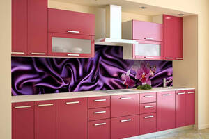 Наклейка на скинали Zatarga на кухню «Фиолетовый Шелк» 600х3000 мм виниловая 3Д наклейка кухонный фартук самоклеящаяс...