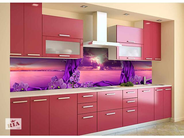 Наклейка на скинали Zatarga на кухню «Фиолетовый Шелк» 650х2500 мм виниловая 3Д наклейка кухонный фартук самоклеящаяс...