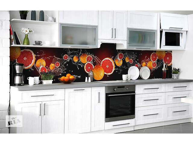 Наклейка на скинали Zatarga на кухню «Грейпфрутовые брызги» 600х3000 мм виниловая 3Д наклейка кухонный фартук