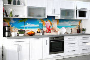 Наклейка на скинали Zatarga на кухню «Коктейли на пляже» 600х3000 мм виниловая 3Д наклейка кухонный фартук самоклеящаяся