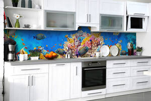 Наклейка на скинали Zatarga на кухню «Коралловый риф» 650х2500 мм виниловая 3Д наклейка кухонный фартук самоклеящаяся