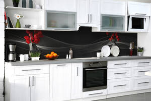Наклейка на скинали Zatarga на кухню «Кровавые тюльпаны» 600х2500 мм виниловая 3Д наклейка кухонный фартук самоклеящаяся