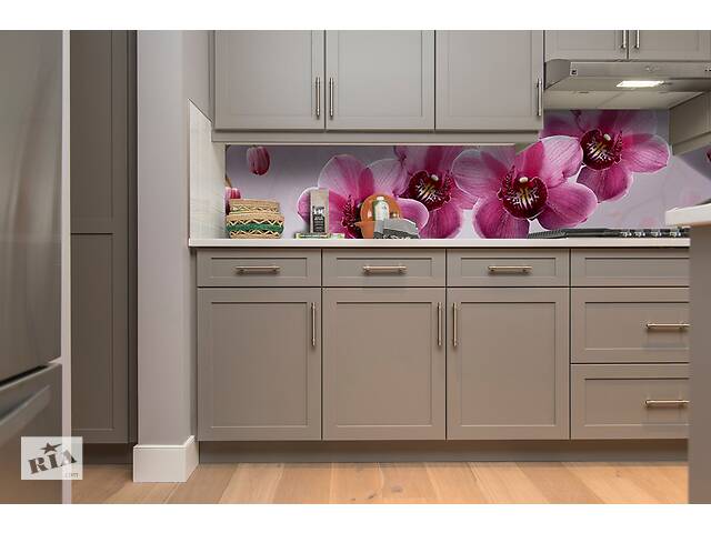 Наклейка на скинали Zatarga на кухню «Крупные Розовые Орхидеи» 600х2500 мм виниловая 3Д наклейка кухонный фартук Z180593