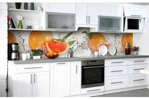 Наклейка на скинали Zatarga на кухню «Купание грейпфрута» 600х3000 мм виниловая 3Д наклейка кухонный фартук самоклеящ...