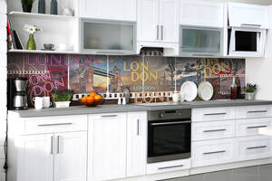 Наклейка на скинали Zatarga на кухню «Кино о Лондоне» 600х3000 мм виниловая 3Д наклейка кухонный фартук самоклеящаяся