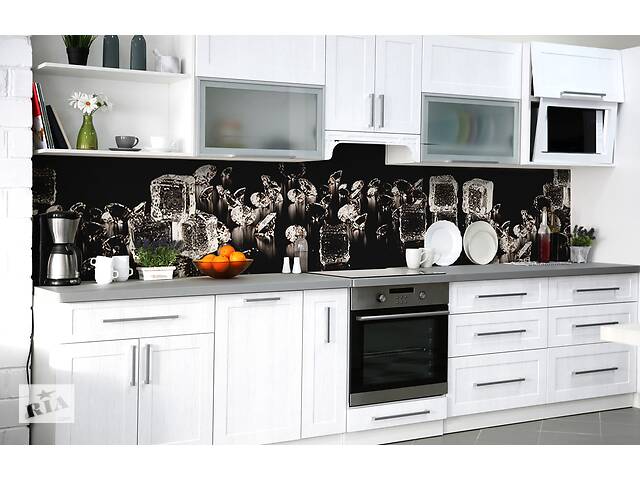 Наклейка на скинали Zatarga на кухню «Лёд и кристаллы» 600х3000 мм виниловая 3Д наклейка кухонный фартук самоклеящаяся