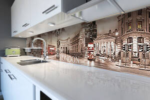 Наклейка на скинали Zatarga на кухню «Лондонская площадь» 600х2500 мм виниловая 3Д наклейка кухонный фартук самоклеящ...