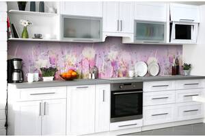 Наклейка на скинали Zatarga на кухню «Лиловая картина» 650х2500 мм виниловая 3Д наклейка кухонный фартук самоклеящаяся
