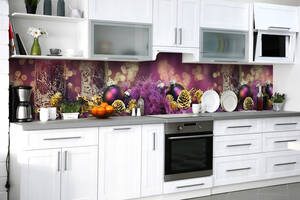 Наклейка на скинали Zatarga на кухню «Лиловое Рождество» 600х2500 мм виниловая 3Д наклейка кухонный фартук самоклеящаяся