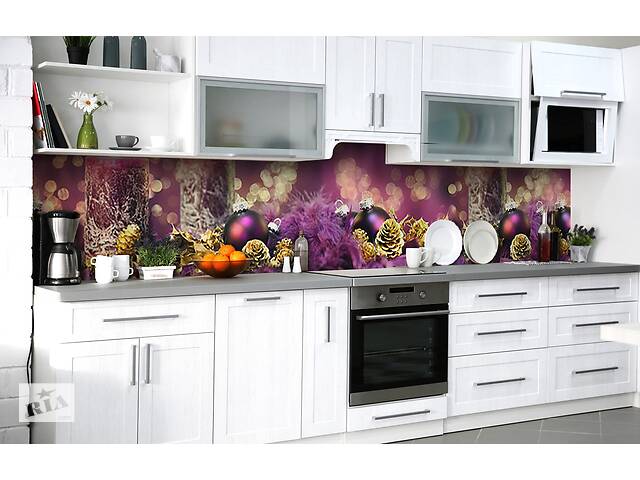 Наклейка на скинали Zatarga на кухню «Лиловое Рождество» 600х3000 мм виниловая 3Д наклейка кухонный фартук самоклеящаяся