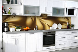 Наклейка на скинали Zatarga на кухню «Мятое золото» 600х2500 мм виниловая 3Д наклейка кухонный фартук самоклеящаяся