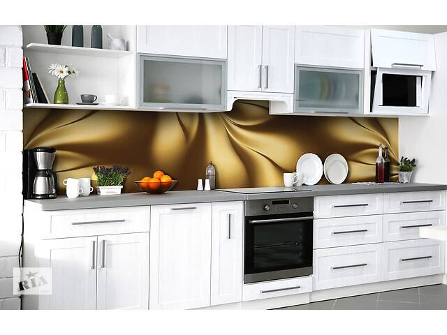 Наклейка на скинали Zatarga на кухню «Мятое золото» 600х3000 мм виниловая 3Д наклейка кухонный фартук самоклеящаяся
