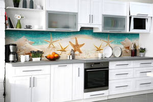 Наклейка на скинали Zatarga на кухню «На пляже» 650х2500 мм виниловая 3Д наклейка кухонный фартук самоклеящаяся