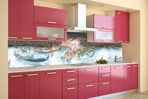 Наклейка на скинали Zatarga на кухню «Нарисованная Венеция» 600х2500 мм виниловая 3Д наклейка кухонный фартук Z180849
