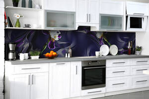 Наклейка на скинали Zatarga на кухню «Настойчивый ирис» 600х2500 мм виниловая 3Д наклейка кухонный фартук самоклеящаяся