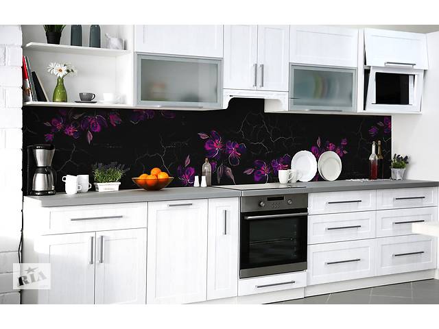 Наклейка на скинали Zatarga на кухню «Неоновые цветы» 600х2500 мм виниловая 3Д наклейка кухонный фартук самоклеящаяся