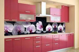 Наклейка на скинали Zatarga на кухню «Орхидеи в воде» 650х2500 мм виниловая 3Д наклейка кухонный фартук самоклеящаяся...