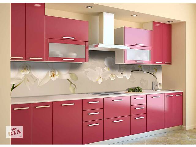 Наклейка на скинали Zatarga на кухню «Орхидея беж» 600х2500 мм виниловая 3Д наклейка кухонный фартук самоклеящаяся Z1... - Фото 2