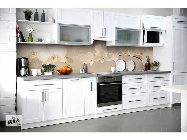 Наклейка на скинали Zatarga на кухню «Орхидея беж» 600х2500 мм виниловая 3Д наклейка кухонный фартук самоклеящаяся Z1... - Фото 5