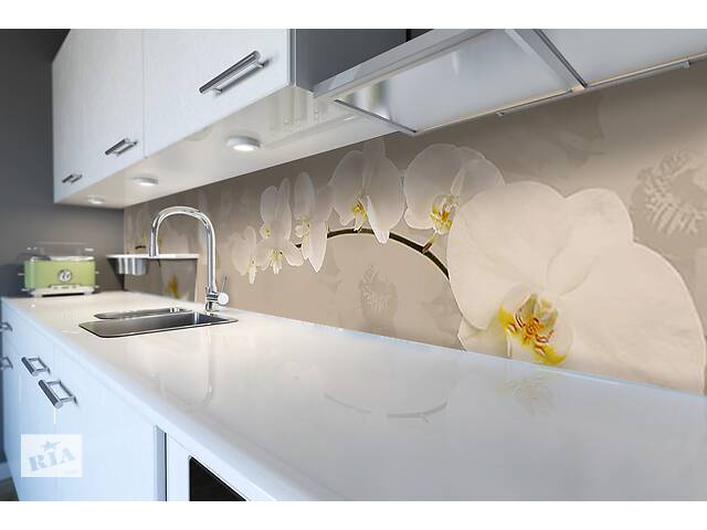 Наклейка на скинали Zatarga на кухню «Орхидея беж» 600х2500 мм виниловая 3Д наклейка кухонный фартук самоклеящаяся Z1... - Фото 6